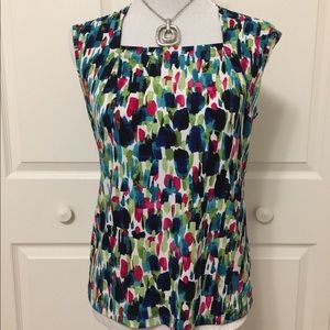 Sleeveless top by “Kasper” Size S, Multi-Colored